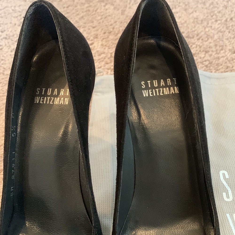 Stuart Weitzman Open Toe Suede Black Knot Detail … - image 4